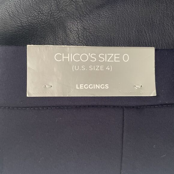 Chico’s Size 0 Faux Leather Front/Ponte Knit Back Leggings Sz 4 US Pull-On Ankle - Picture 11 of 12